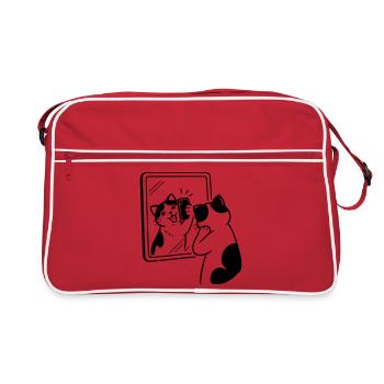 Selfie dans le miroir du chat - Sac Retro - rouge/blanc - Devant