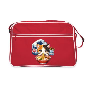 Kawaii Cats Ramen Nouilles Japon Ukiyo-E Rétro - Sac Retro - rouge/blanc - Devant