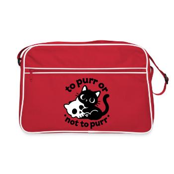 To Purr or Not to Purr | Black Cat Saying - Retro Bag - red/white - Front