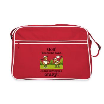 Golf – hält mich geistig gesund - Retro Tasche - Rot/Weiß - Vorne