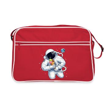Astronaut mit Eiscreme im Weltall  - Retro Bag - red/white - Front