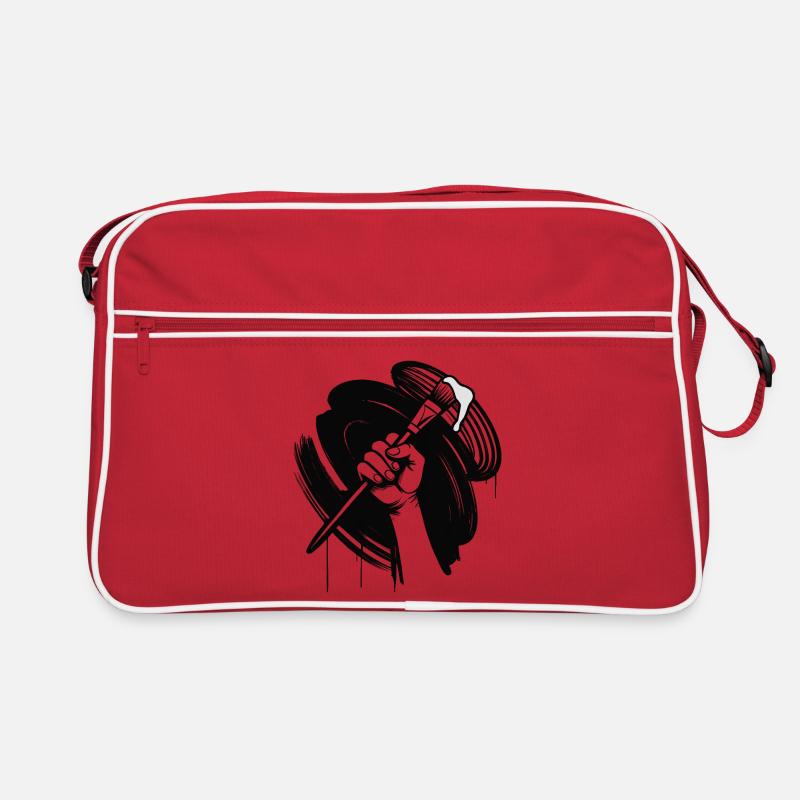 MALEN SIE SCHWARZ – schwarz und weiß - Retro Tasche - Rot/Weiß