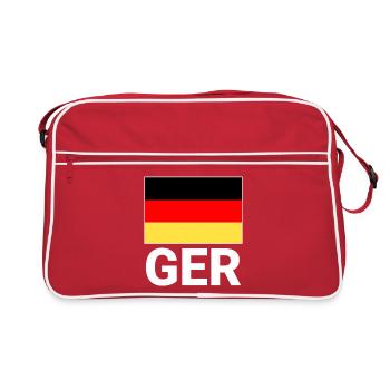 Deutschland Flagge mit GER Abkürzung - Retro Tasche - Rot/Weiß - Vorne