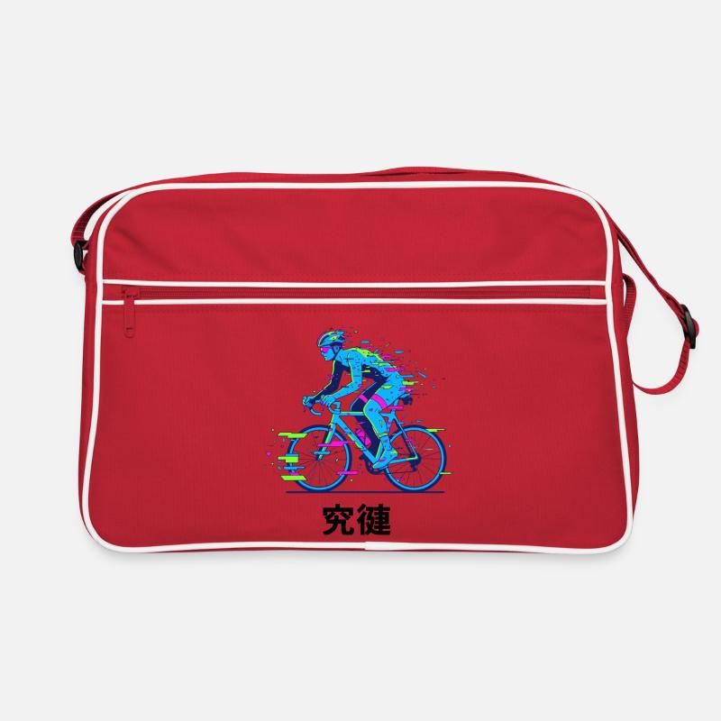 Neon-Glitch-Radfahrer Retro Tasche
