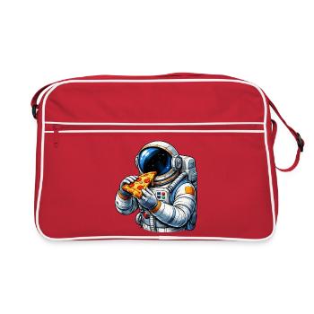 Astronaute mangeant une pizza - Sac Retro - rouge/blanc - Devant