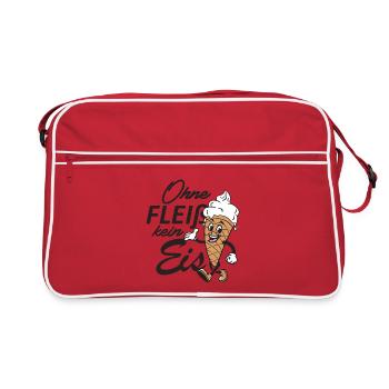 Ohne Fleiß kein Eis - Retro Tasche - Rot/Weiß - Vorne