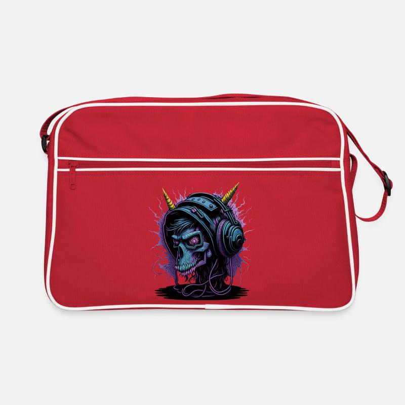 Neon Skull mit Kopfhörern DJ Retro Tasche