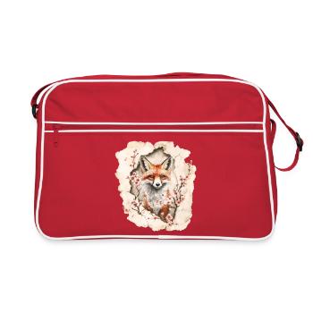 Renard aux cerisiers en fleurs - Sac Retro - rouge/blanc - Devant