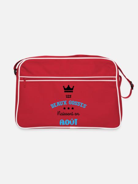 Cadeau naissance bébé garçon Août Beaux Gosses BG - Sac Retro - rouge/blanc - Devant