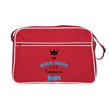 Cadeau naissance bébé garçon Juin Beaux Gosses BG - Sac Retro - rouge/blanc - Devant