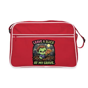 Zombie avec une part de pizza au cimetière - Sac Retro - rouge/blanc - Devant