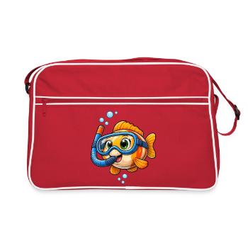 Dessin animé de poissons mignons avec plongée en apnéa - Sac Retro - rouge/blanc - Devant