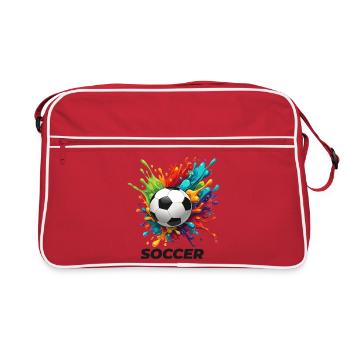Lebendiges Splash-Fußball-Motiv - Retro Tasche - Rot/Weiß - Vorne