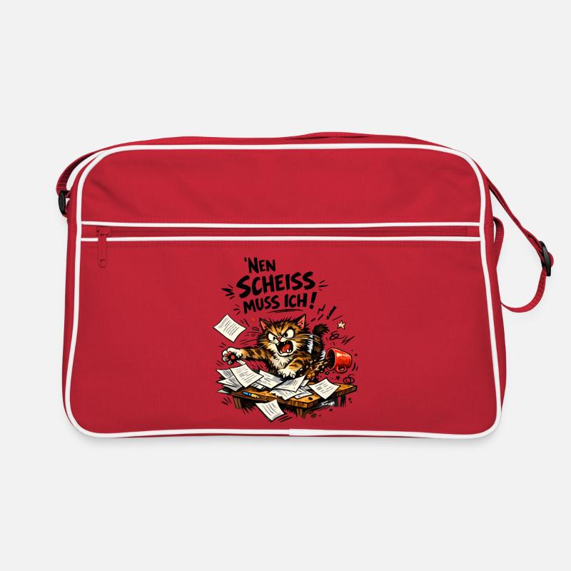Nen Scheiss muss ich– Zornige Katze Statement Retro Tasche