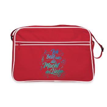 Ich bete an die Macht der Liebe - Lettering - Retro Tasche - Rot/Weiß - Vorne