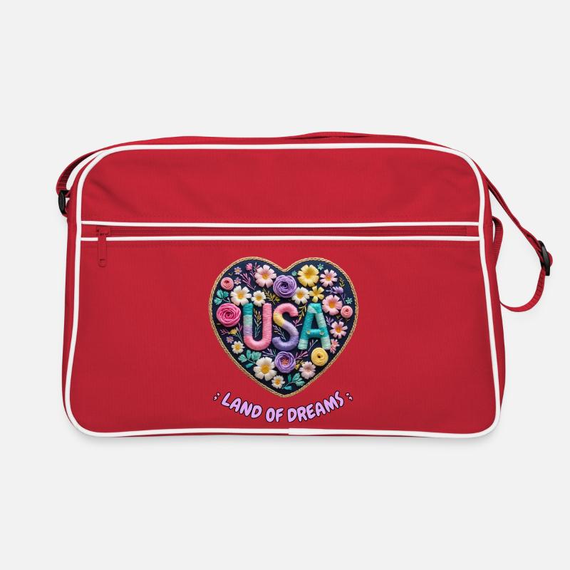Cœur Brodé Fleuri - Style Vintage Romantique Sac Retro