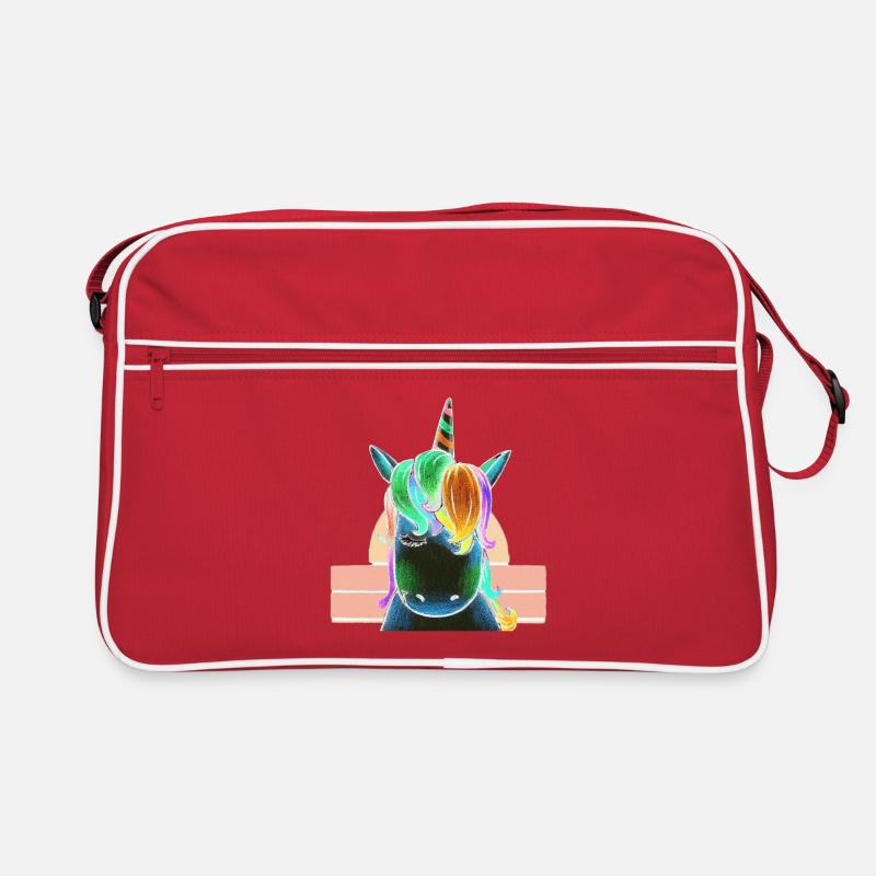Regenbogen-Einhorn Retro Tasche