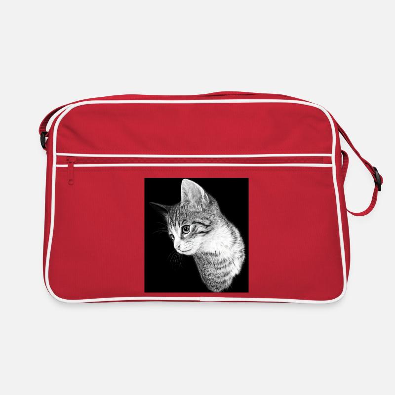Silhouette de chat en noir et blanc Sac Retro