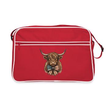 Bétail des Highlands américains avec nœud papillon drapeau - Sac Retro - rouge/blanc - Devant