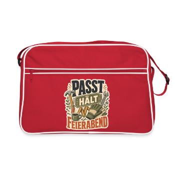 PASST HÄLT FEIERABEND - Retro Tasche - Rot/Weiß - Vorne