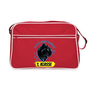 Jetzt wird's Wild - Schwarzer Panther 1. Klasse - Retro Tasche - Rot/Weiß - Vorne