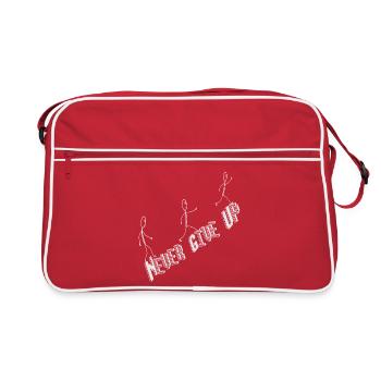 N’abandonne jamais, en disant de courir sur des bonshommes allumettes - Sac Retro - rouge/blanc - Devant