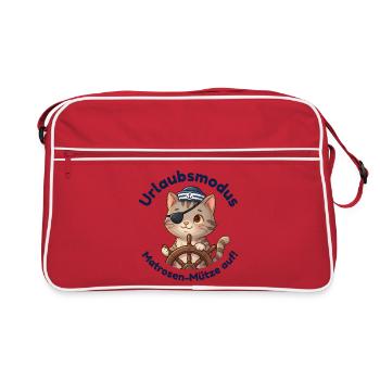 Kater Urlaubsmodus Matrosenmütze - Retro Tasche - Rot/Weiß - Vorne
