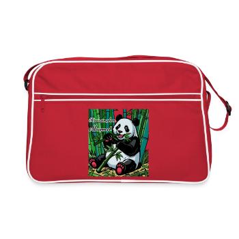 Die Katastrophen Murmel: Panda im Bambuswald - Retro Tasche - Rot/Weiß - Vorne