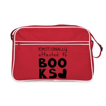 Attaché émotionnellement aux livres, noir - Sac Retro - rouge/blanc - Devant