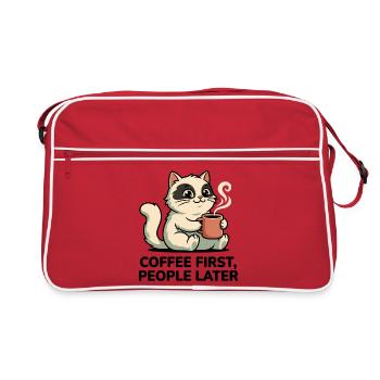 Coffee Cat : Coffee First - Sac Retro - rouge/blanc - Devant
