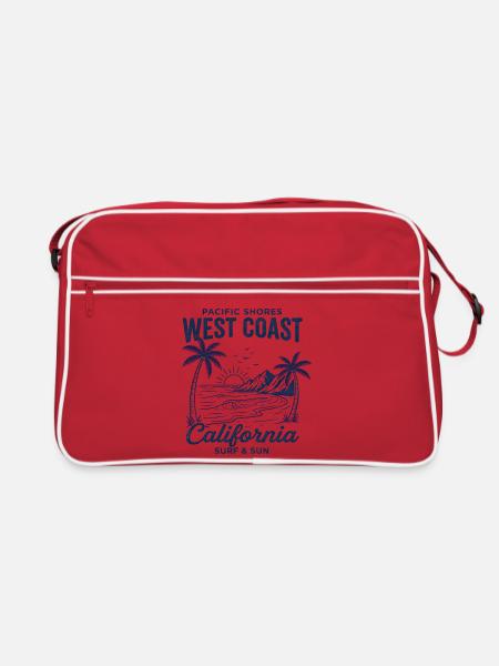 West Coast California Surf Vintage - Retro Tasche - Rot/Weiß