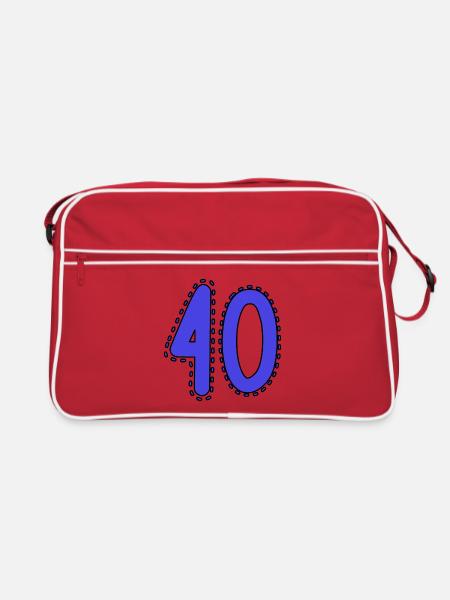 40. 40 JAHRE. 40. JAHRESTAG. 40-JÄHRIGES JUBILÄUM. - Retro Tasche - Rot/Weiß - Vorne
