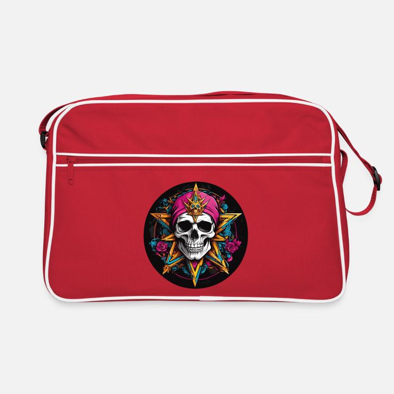 Skull with colorful hood with decorative elements Retro Bag