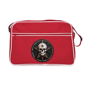 Skull with pentagram in gothic style - Retro Bag - red/white - Front