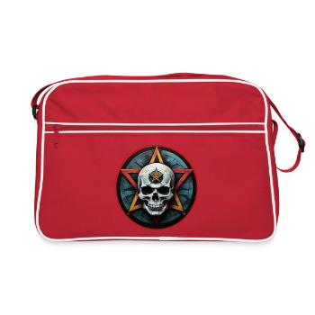 Colorful skull with pentagram - Retro Bag - red/white - Front