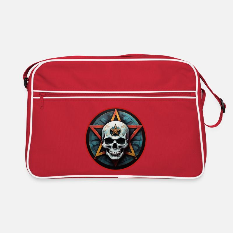 Colorful skull with pentagram Retro Bag