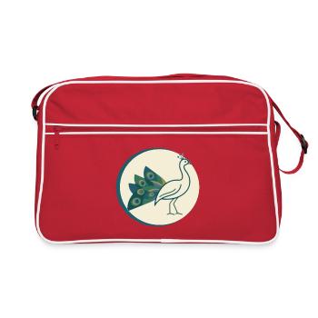 Pfau - Retro Tasche - Rot/Weiß - Vorne