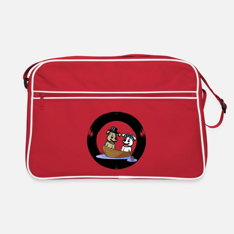 Hunde Paar Boot Romantisch Valentin Liebe Freunde Retro Tasche