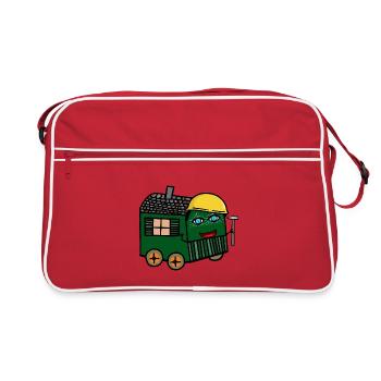 cheerful construction trailer construction site build hammer civil engineering - Retro Bag - red/white - Front