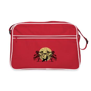 Lune, Forêt, Renard, Renards, Arbres, Arbre - Sac Retro - rouge/blanc - Devant