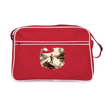 Forellenfischer Fliegenfischen Sportangler Angeln - Retro Tasche - Rot/Weiß - Vorne
