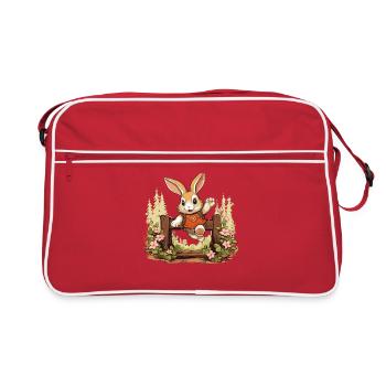 Kaninhop Dein Kaninchen als Hindernis-Champion - Retro Tasche - Rot/Weiß - Vorne