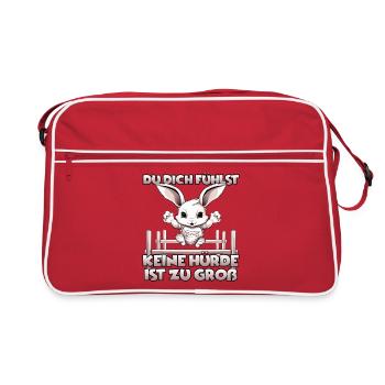 Kaninhop Dein Kaninchen als Hindernis-Champion - Retro Tasche - Rot/Weiß - Vorne