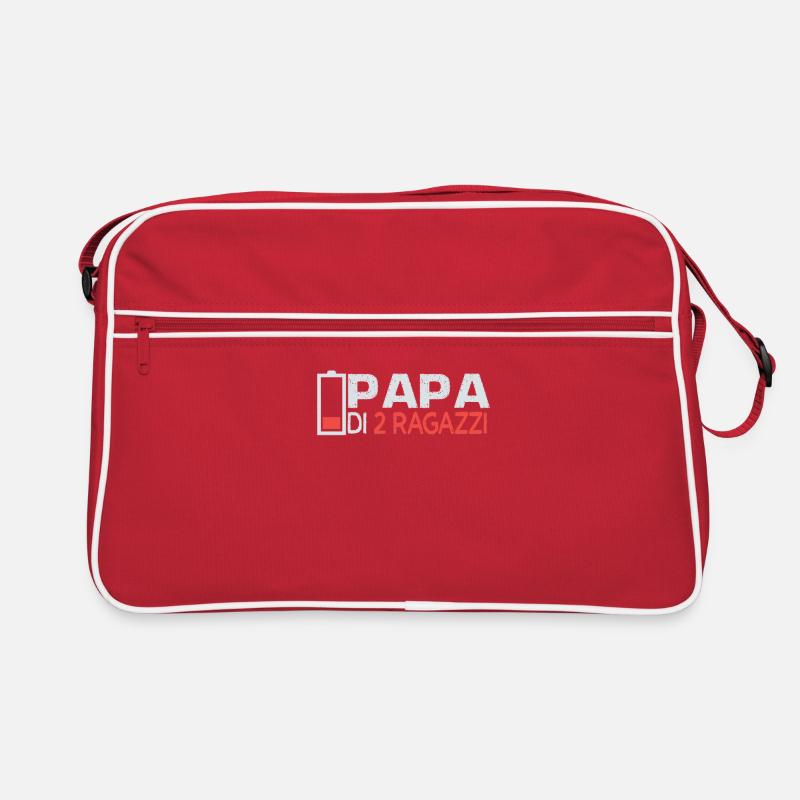 Vater von 2 Söhnen Vater Sohn Partnerlook Papa - Retro Tasche - Rot/Weiß