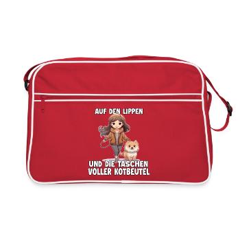 Cute dog mom t-shirt for female dog owners dogs - Retro Bag - red/white - Front