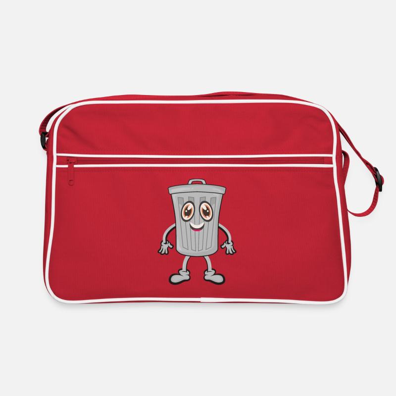 Müll Mülleimer - Retro Tasche - Rot/Weiß