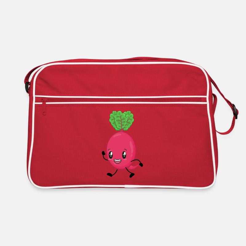 Rote Beete - Retro Tasche - Rot/Weiß