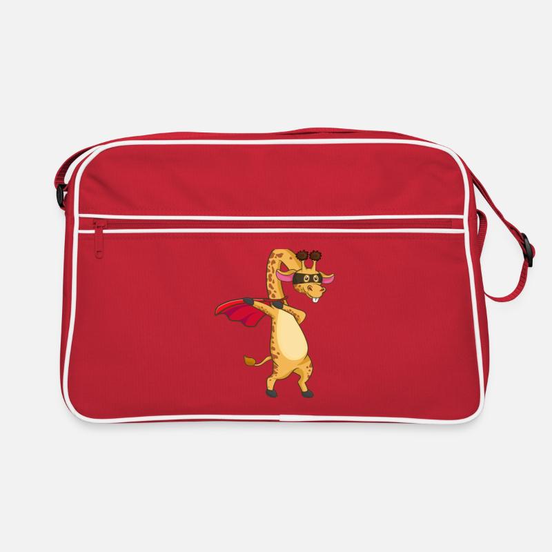 Giraffe Dabbing Superheld - Retro Tasche - Rot/Weiß