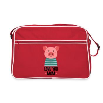 Hab dich lieb Mama - Schwein - Retro Tasche - Rot/Weiß - Vorne