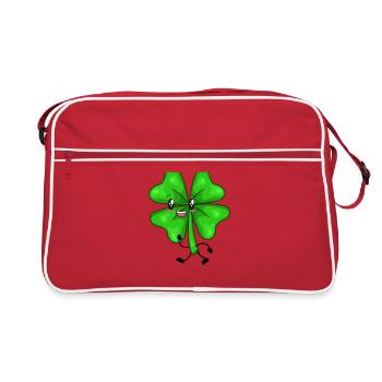 Glücksbringer Klee Kleeblatt - Retro Tasche - Rot/Weiß - Vorne